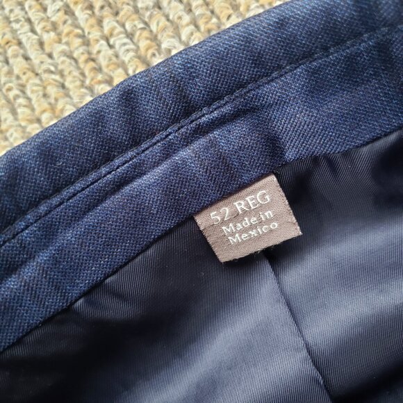 Oak Hill Premium Men's 100% Wool Windowpane Plaid Blazer Jacket Navy Blu… - Picture 4 of 9